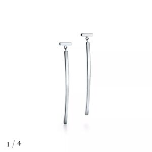 Authentic Tiffany T Bar Earrings in 18K White Gold.